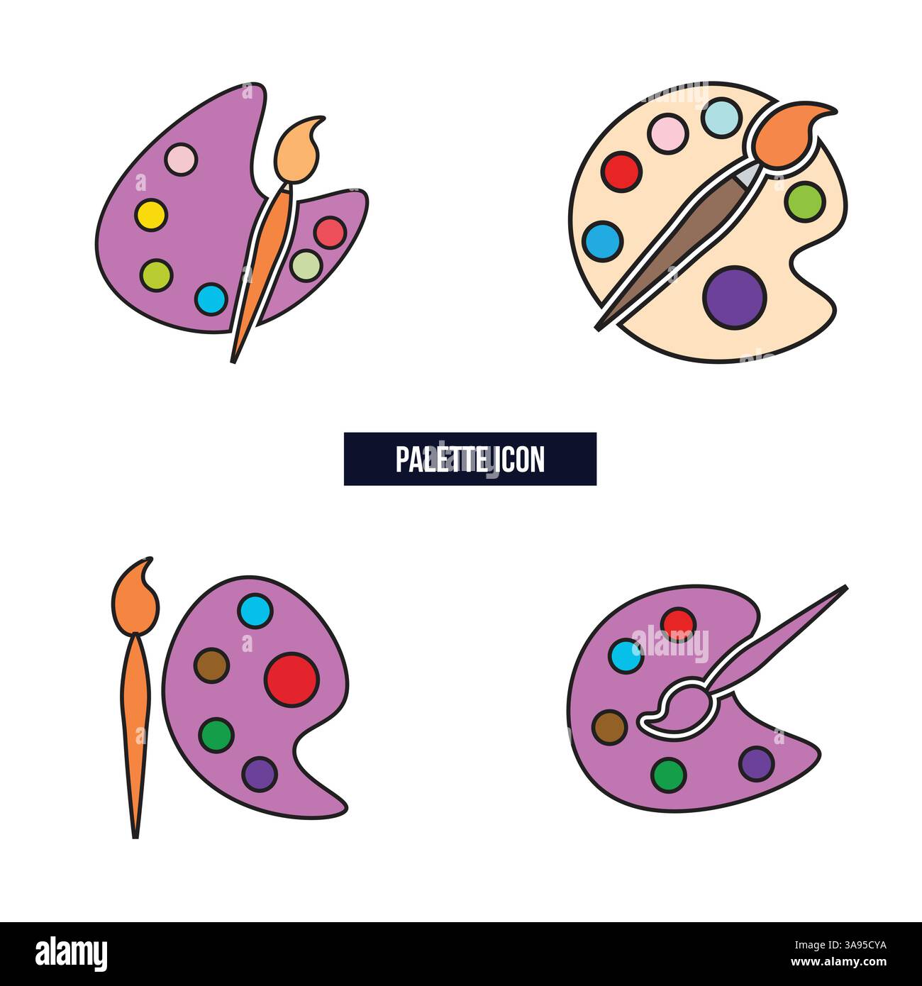 Flat palette icon symbol vector Illustration. Stock Vector