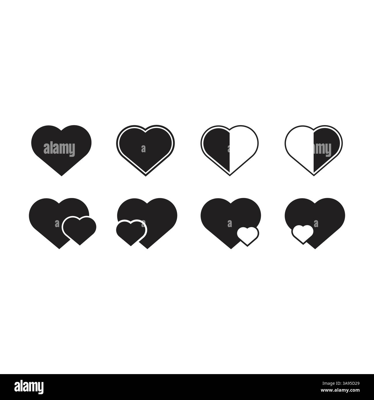Flat Heart icon set symbol vector Illustration Stock Vector Image & Art ...