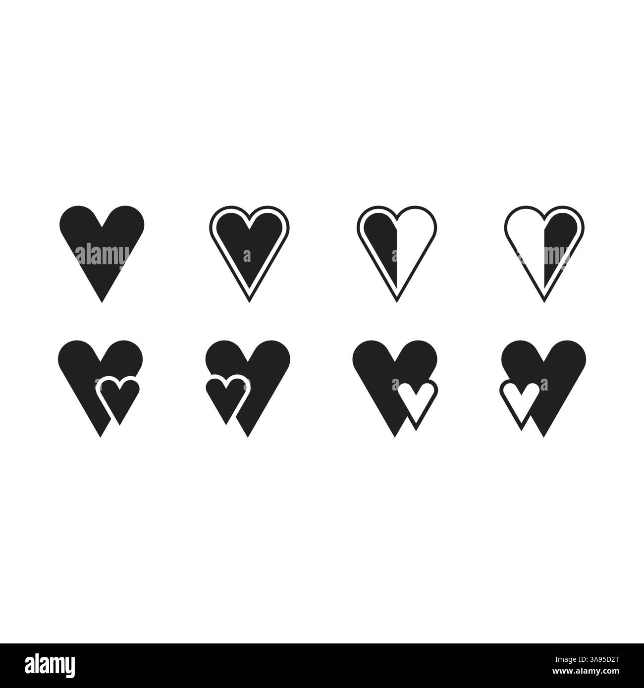 Flat Heart icon set symbol vector Illustration Stock Vector Image & Art ...