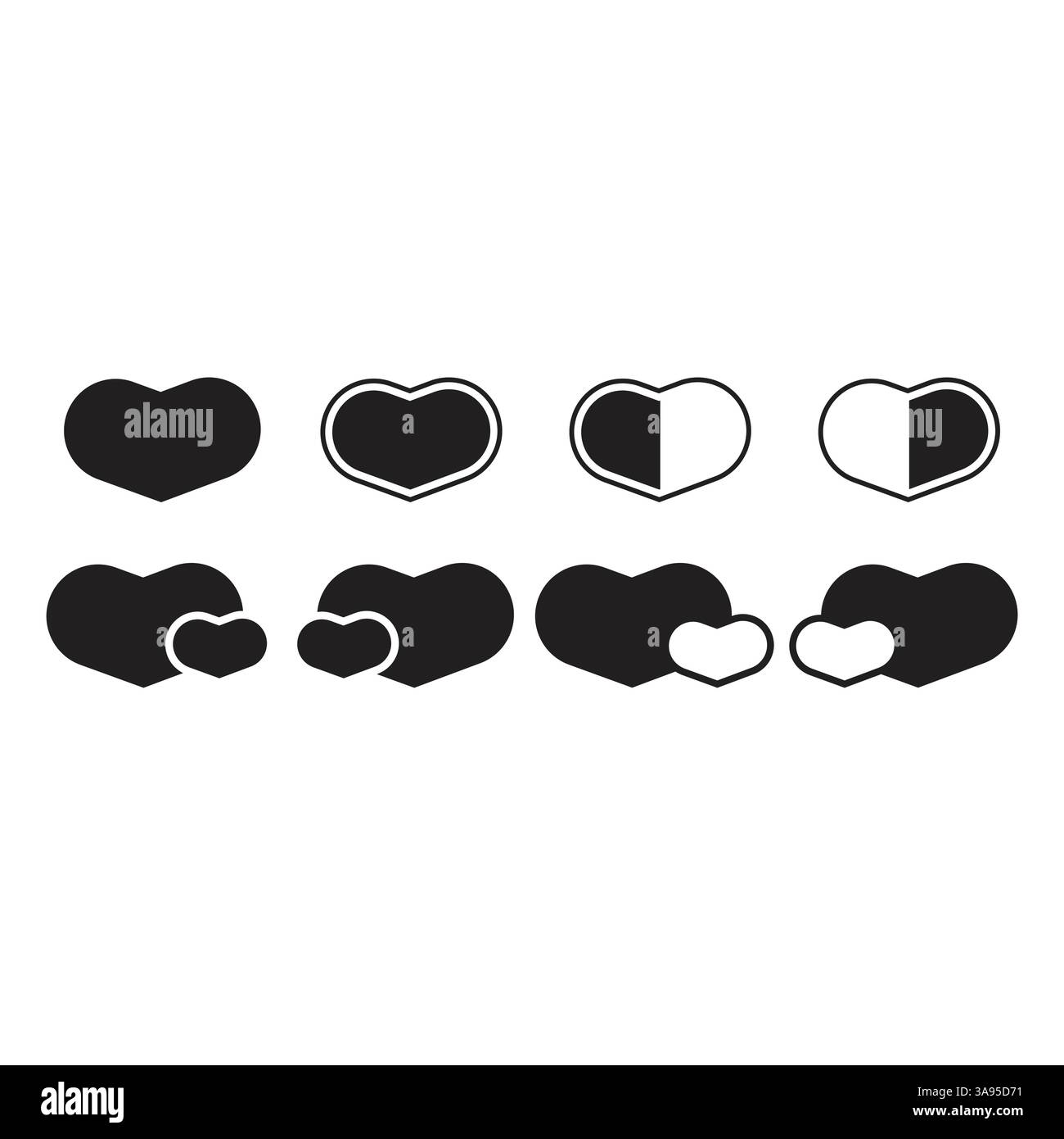 Flat Heart icon set symbol vector Illustration Stock Vector Image & Art ...