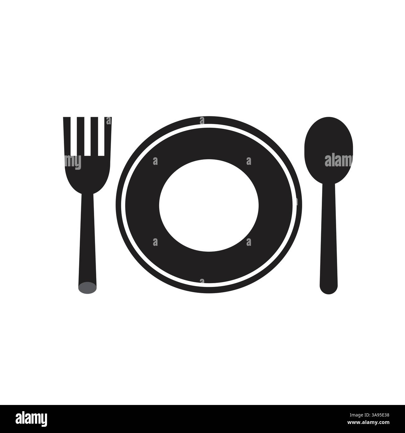 Plate, Fork and knife icon, logo isolated on white background. Stock Vector