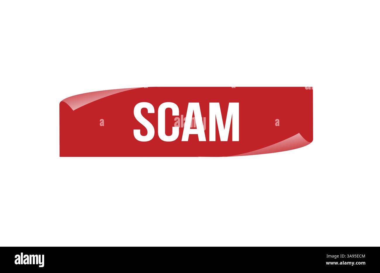 Red banner Scam on white background. Stock Vector