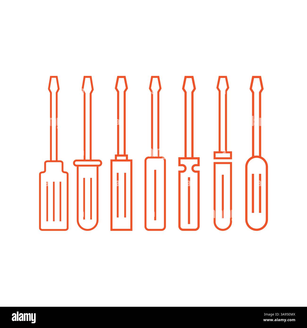 Screwdriver icon set. flat vector illustration. Stock Vector