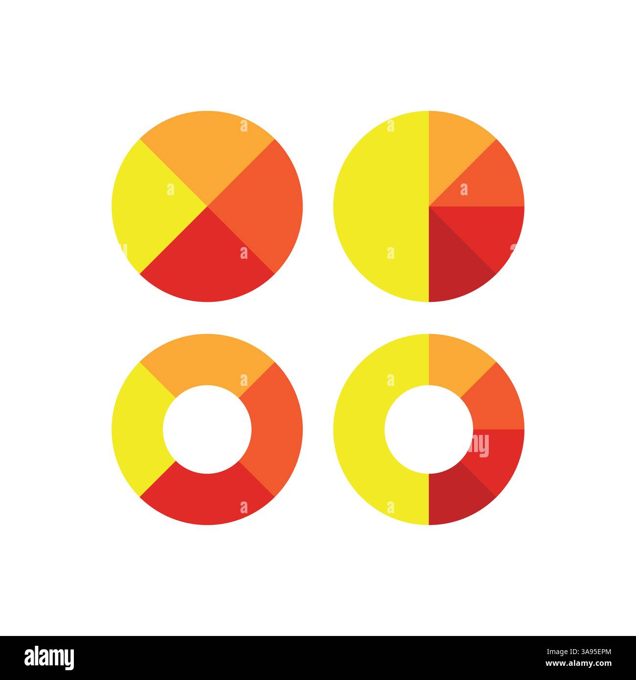 Pie chart icon set flat vector illustration. Stock Vector