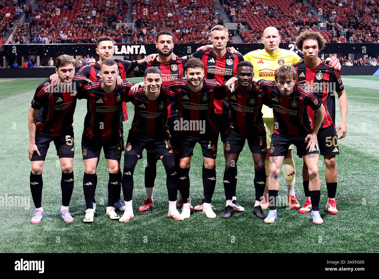ATLANTA, GA - MARCH 29: The starting 11 players for the Atlanta United ...
