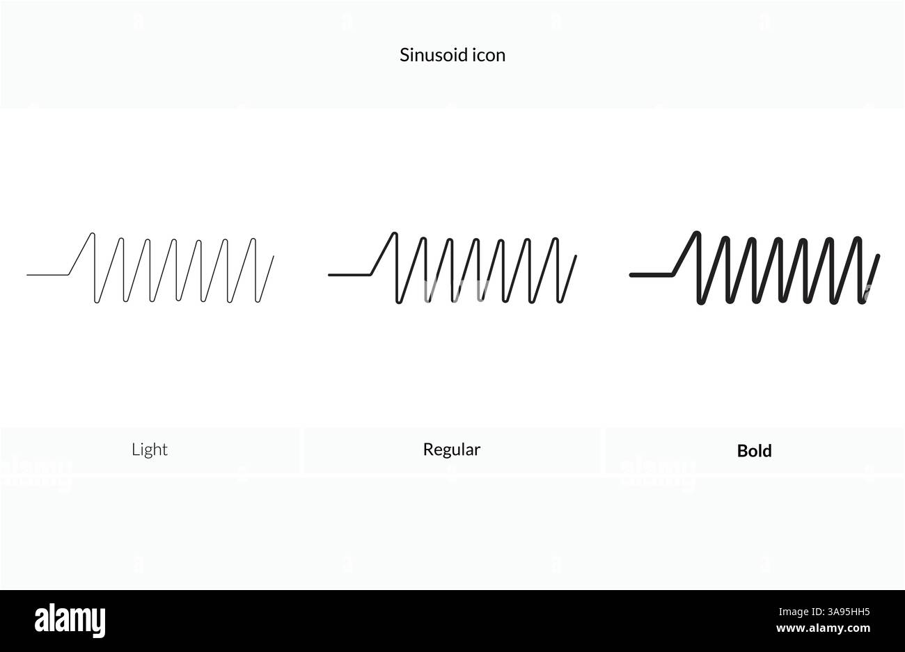 Sinusoid icon. Light, Regular And Bold style design isolated on white ...