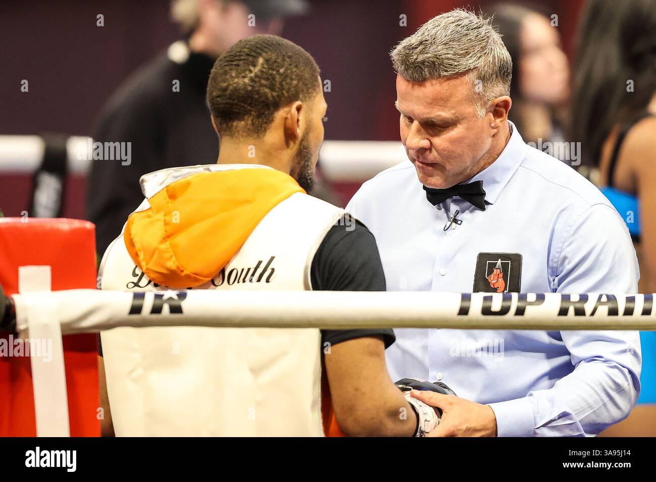 March 29, 2025: Referee Robert Taylor checks out Brian Norman Jr ...