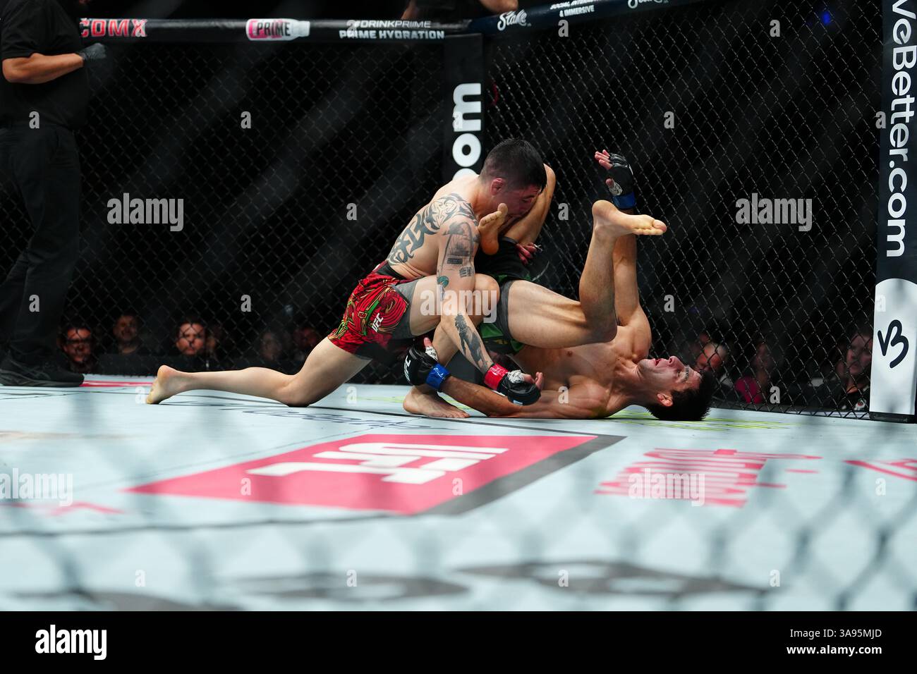 Mexico City, Mexico, United States. 29th Mar, 2025. MEXICO CITY, MEXICO - MARCH 29: Brandon Moreno and Steve Erceg meet in the octagon for a 5-round bout at UFC Fight Night - Moreno vs Erceg at Arena CDMX on March 29, 2025 in Mexico City, Mexico (Photo by Louis Grasse/PxImages) Credit: Px Images/Alamy Live News Stock Photo