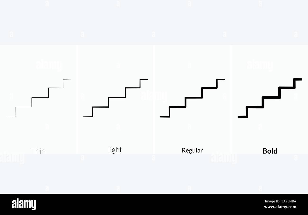 stairs icon. Thin, Light Regular And Bold style design isolated Stock Vector