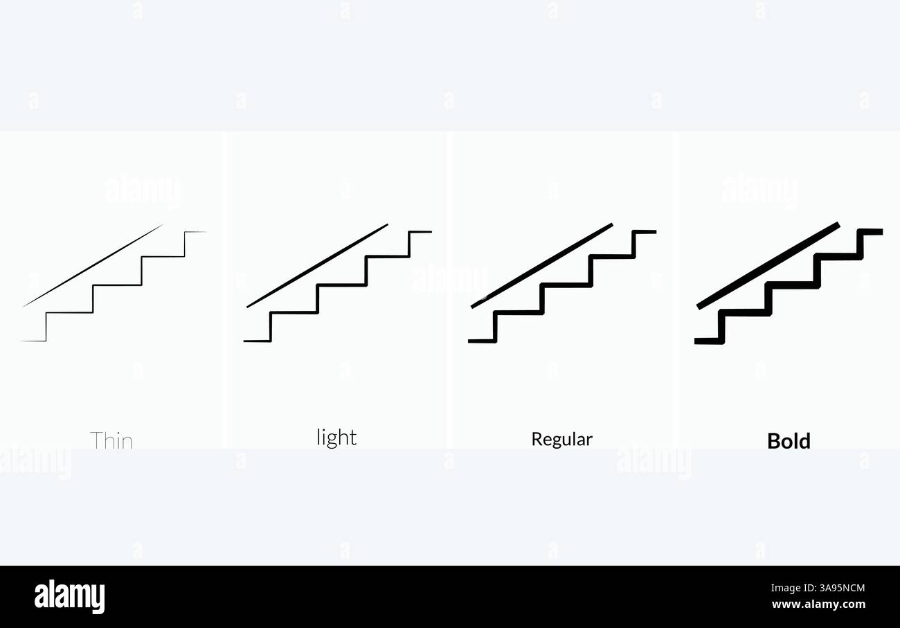 stairs up icon. Thin, Light Regular And Bold style design isolated Stock Vector