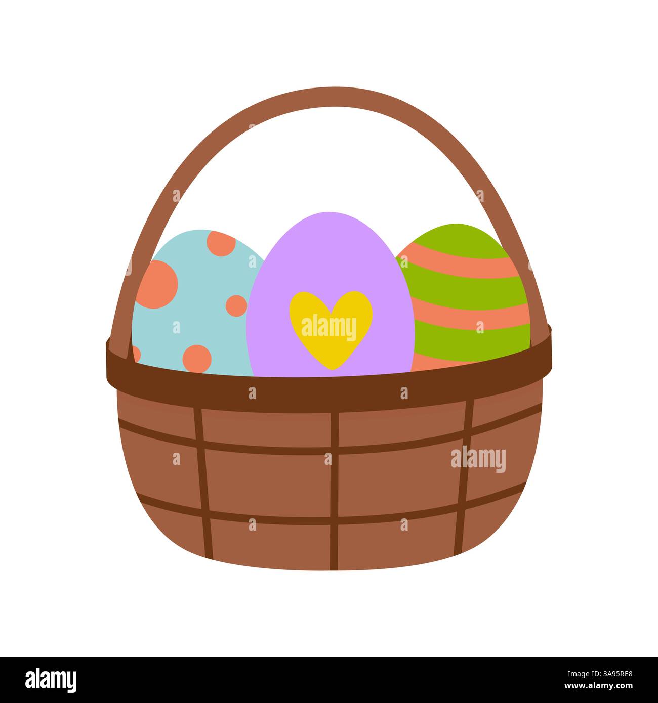 Colorful Easter eggs in a woven basket ready for celebration Stock Vector
