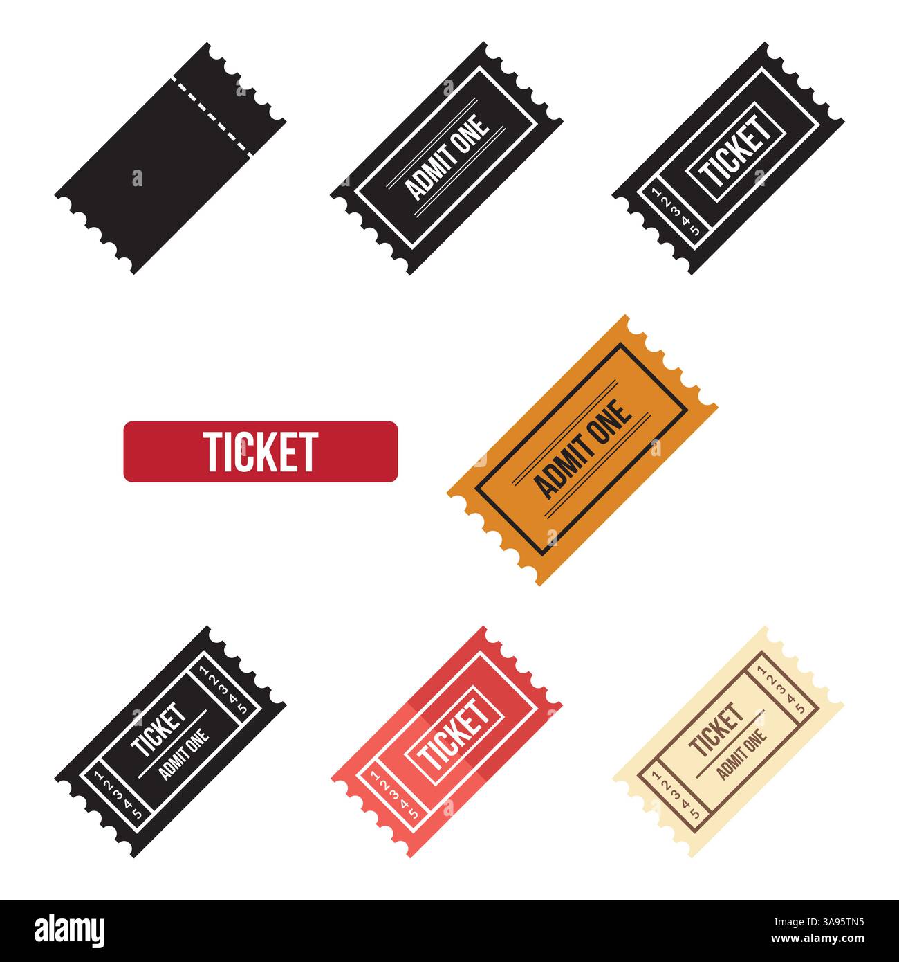 Flat Ticket icon set. symbol vector Illustration Stock Vector Image ...