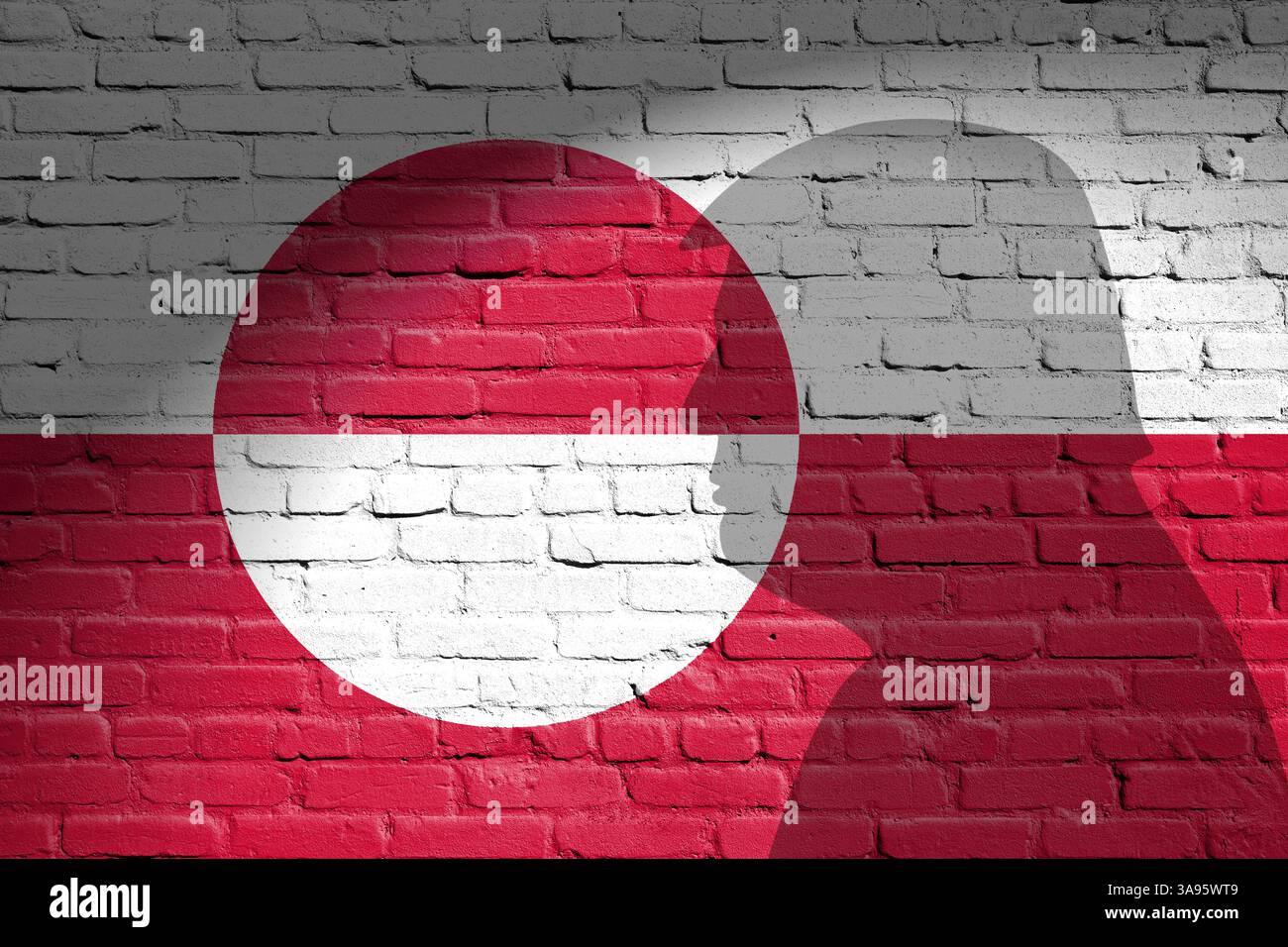 Flag of Greenland painted on the brick wall Stock Photo - Alamy