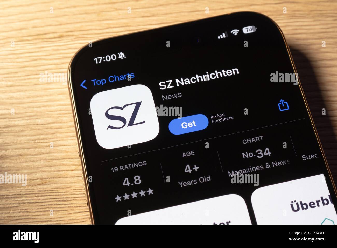 OSTRAVA, CZECHIA - JANUARY 28, 2025: Apple app store with SZ Nachrichten German news mobile application Stock Photo