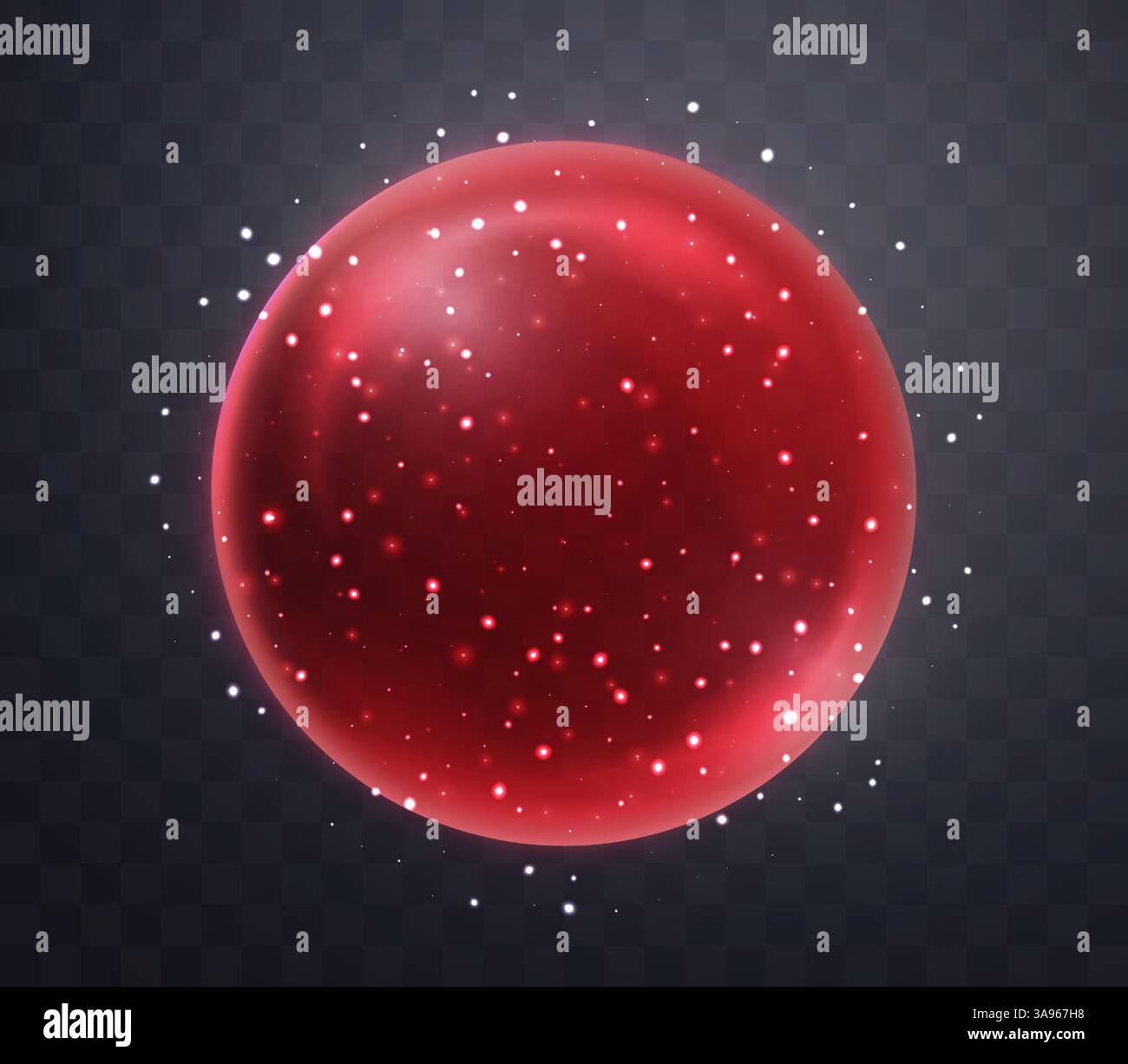 Red magic fantasy sphere. Crystal ball with glowing sparkles and ...