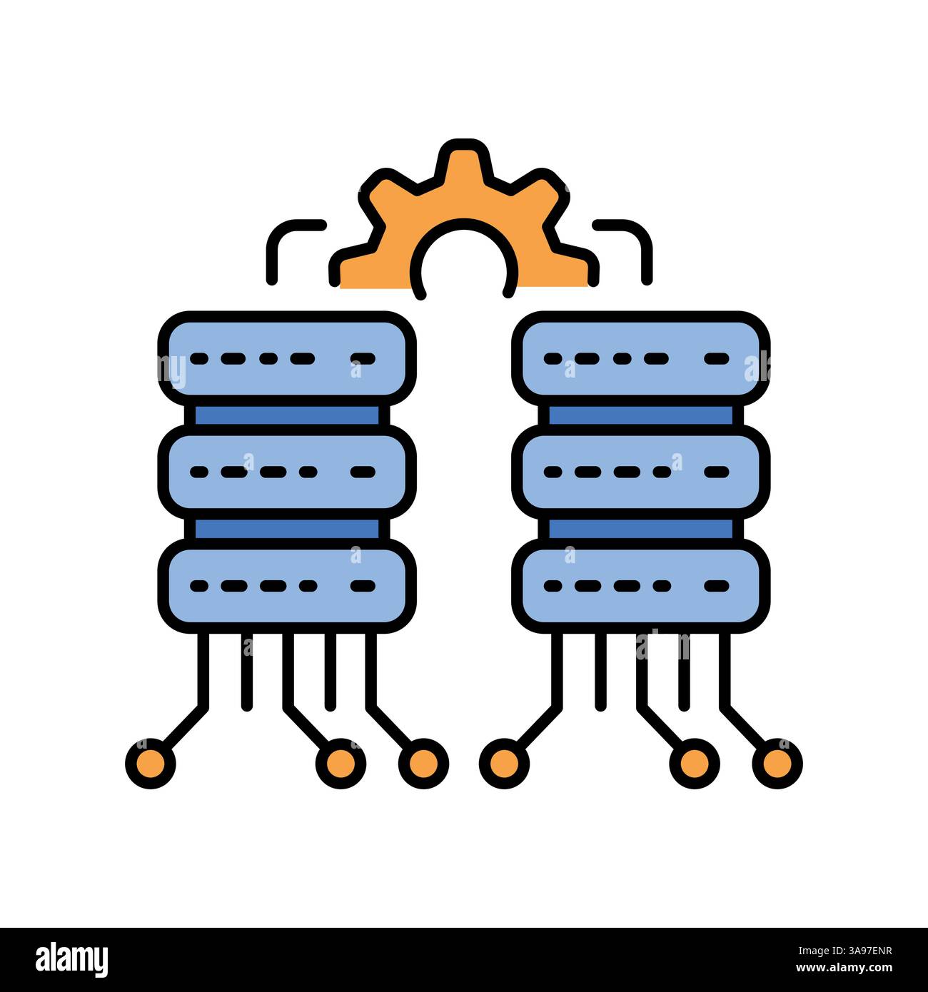 data integration line icon. Vector isolated element. Editable stroke. Stock Vector