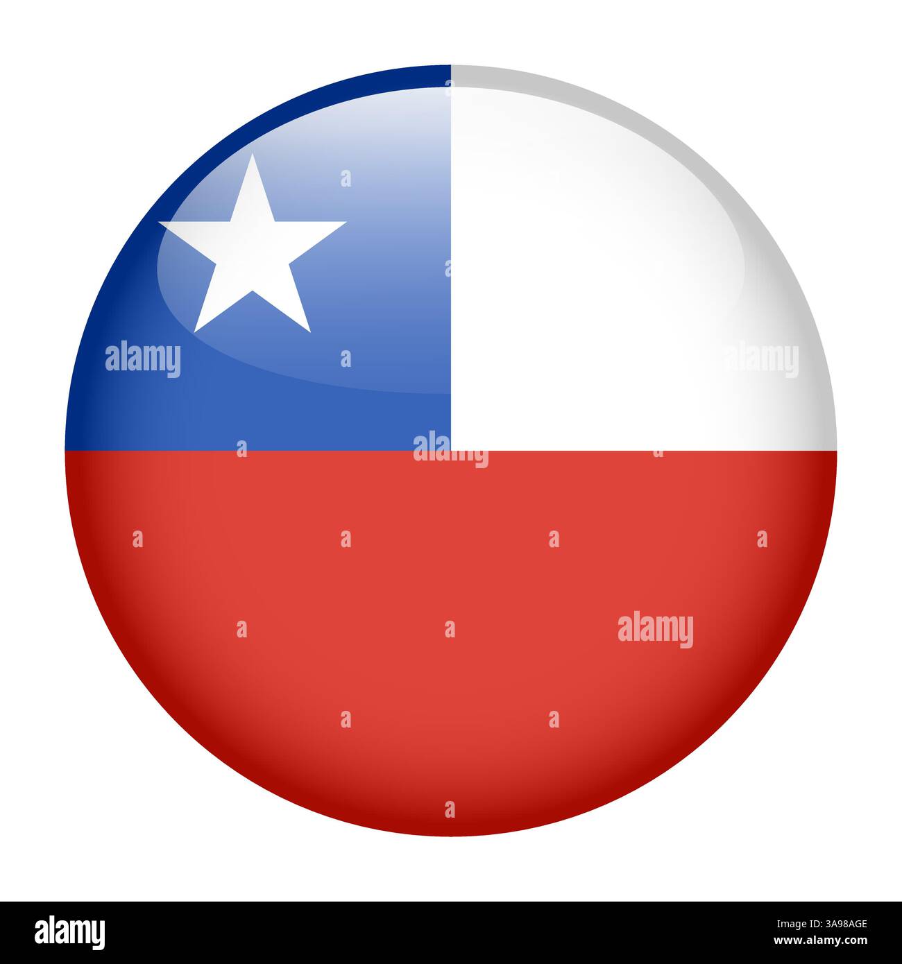 flag of Chile, button round glossy icon Stock Vector