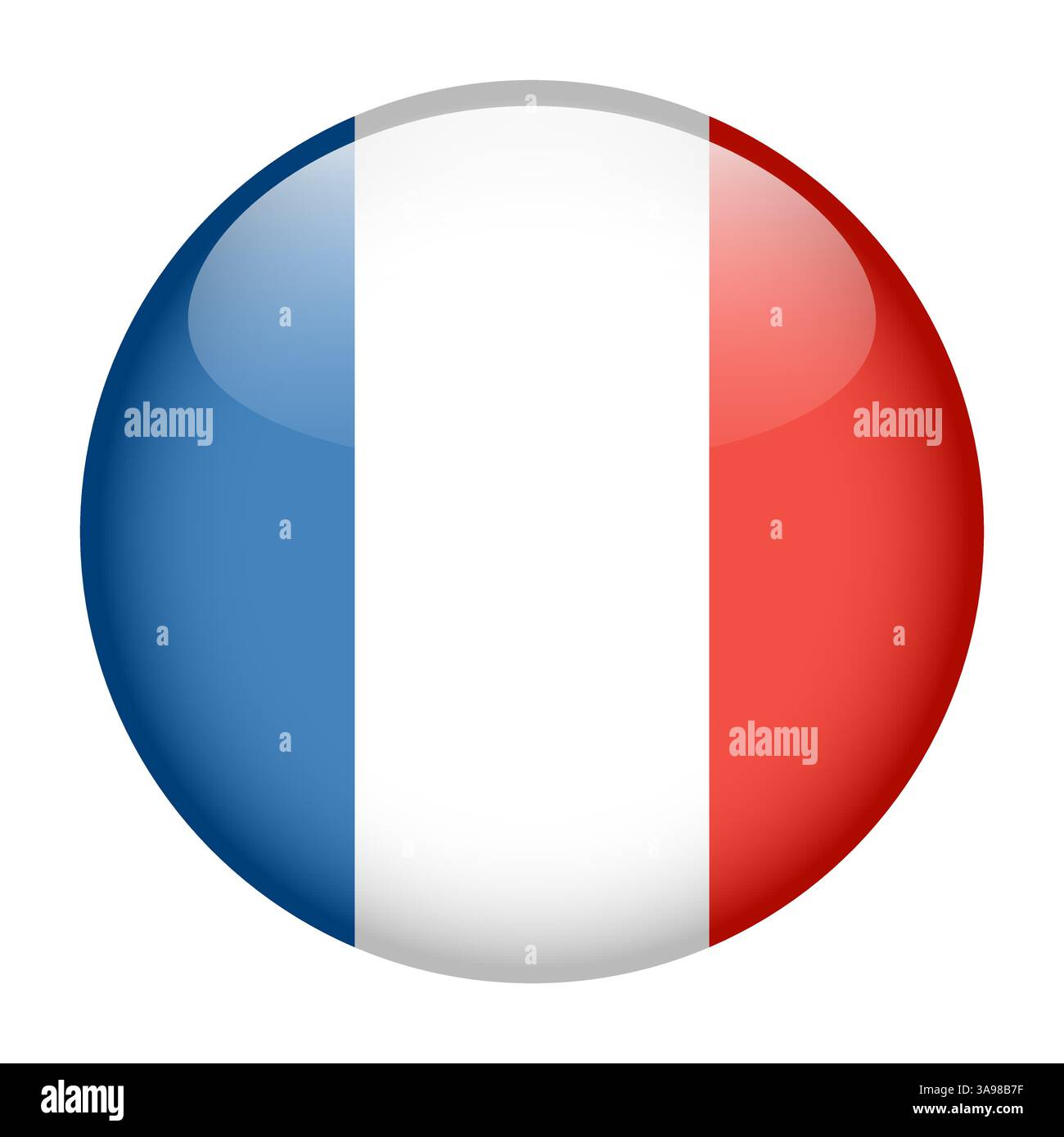flag of France, button round glossy icon Stock Vector