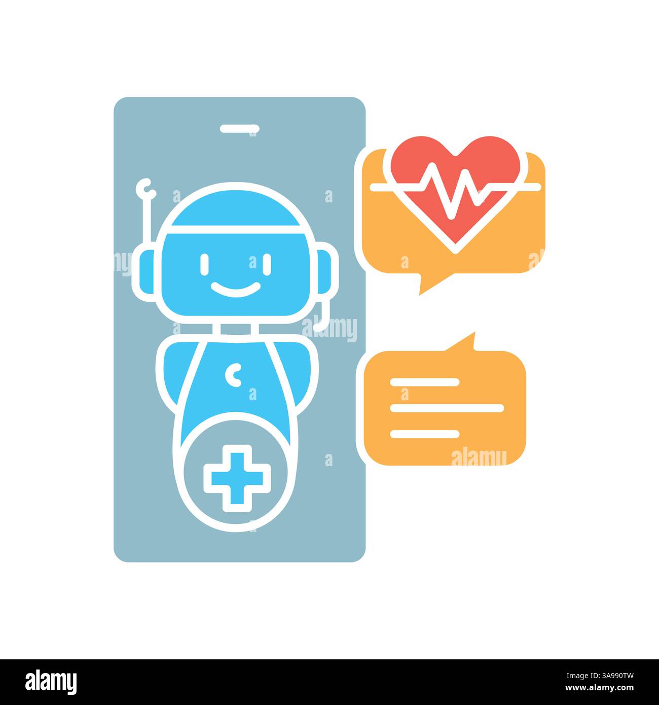 AI Virtual Medical Assistant black line icon for digital and print ...