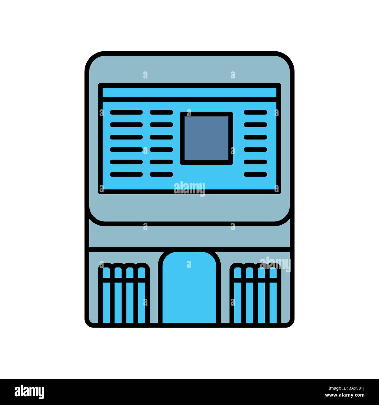 blood test device black line icon for digital and print projects.  Minimal clean icons for apps and websites. Modern simple icons for UI UX and brandi Stock Vector
