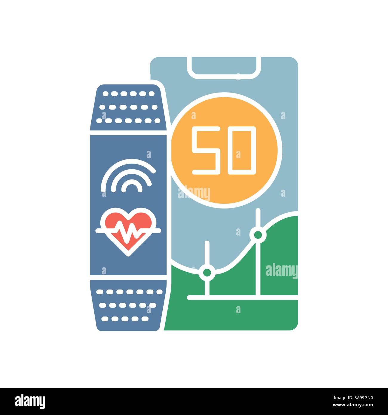 fitness tracker black line icon for digital and print projects.  Minimal clean icons for apps and websites. Modern simple icons for UI UX and branding Stock Vector