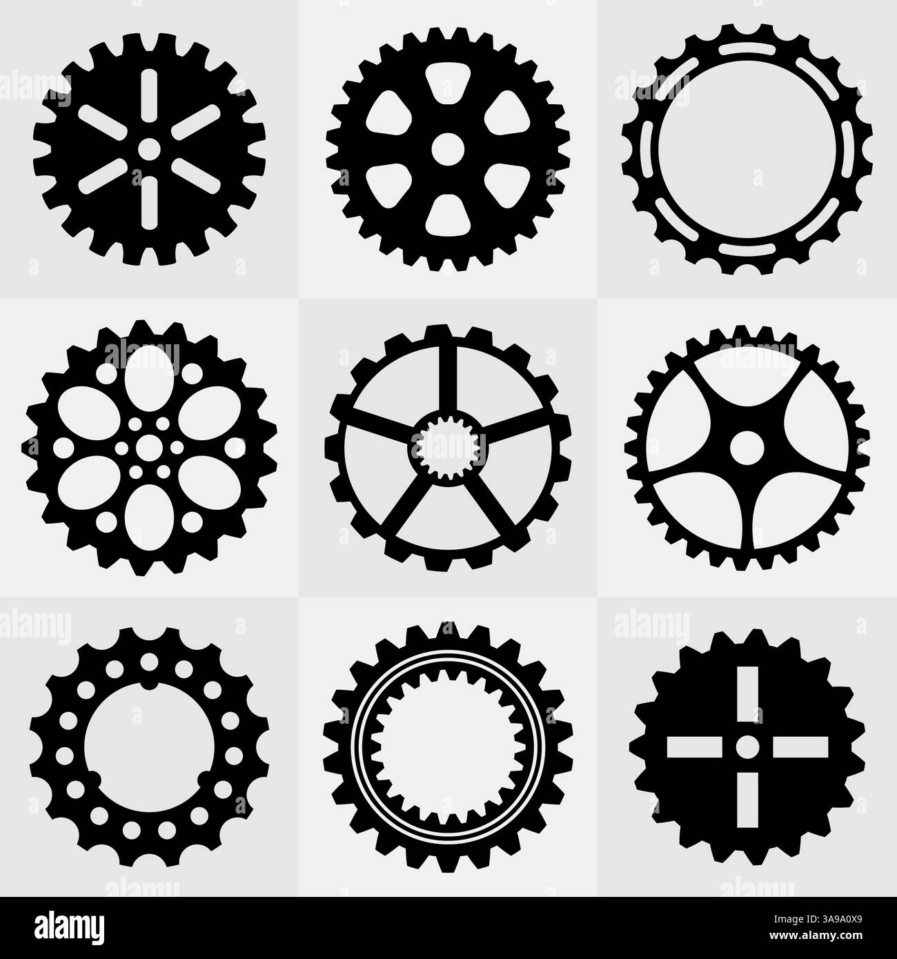 Set of black vector gear wheels on white background Stock Vector Image ...
