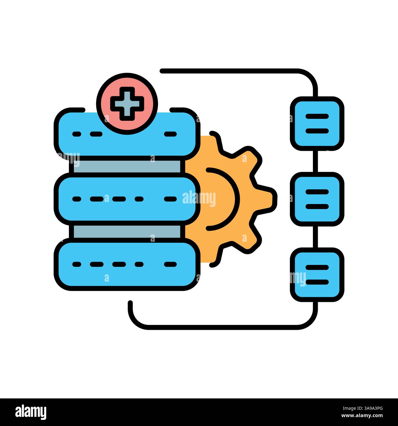 Data integration line icon. Vector isolated element. Editable stroke. Stock Vector