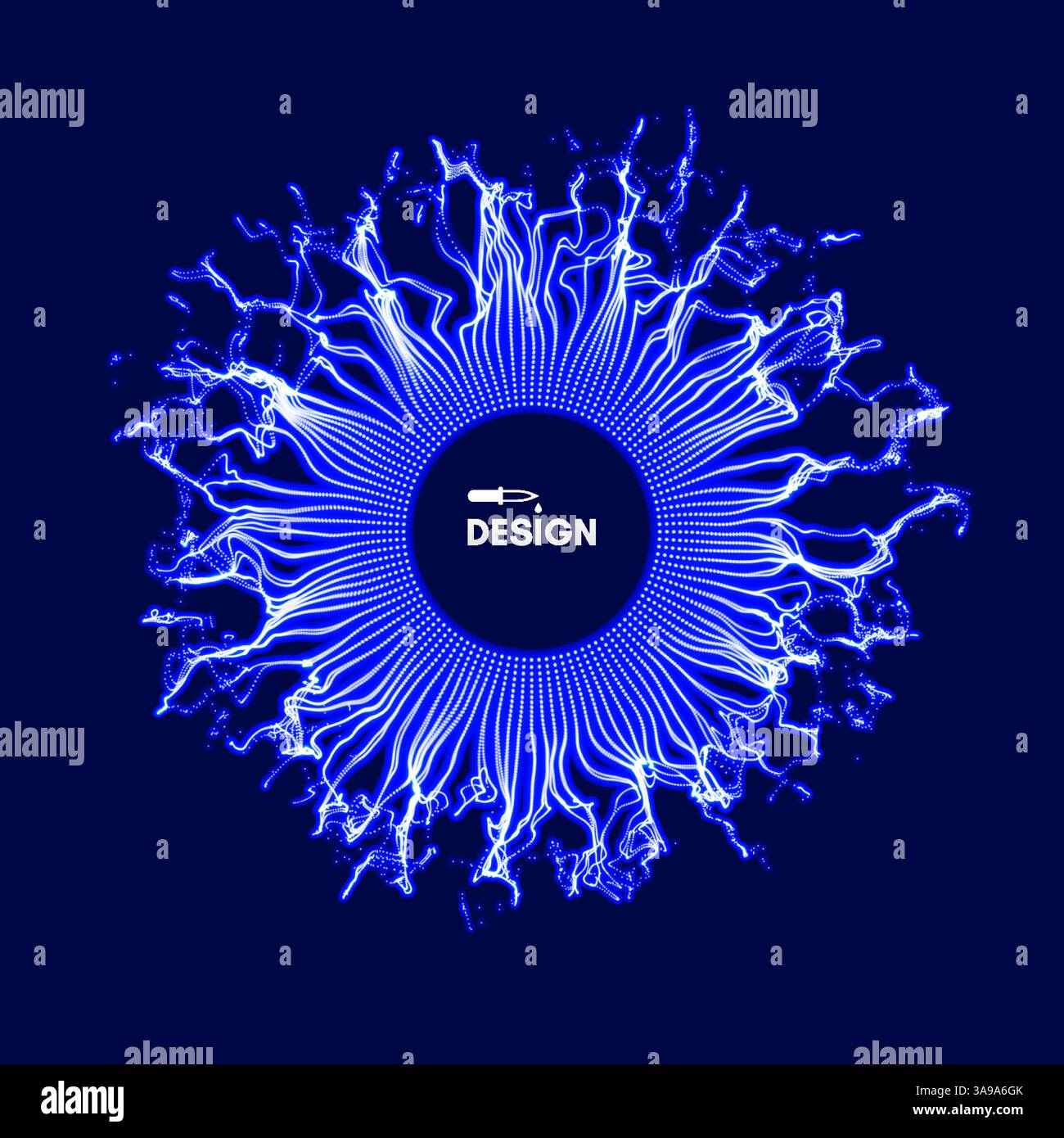 Array with dynamic particles. 3d technology style. Abstract background ...