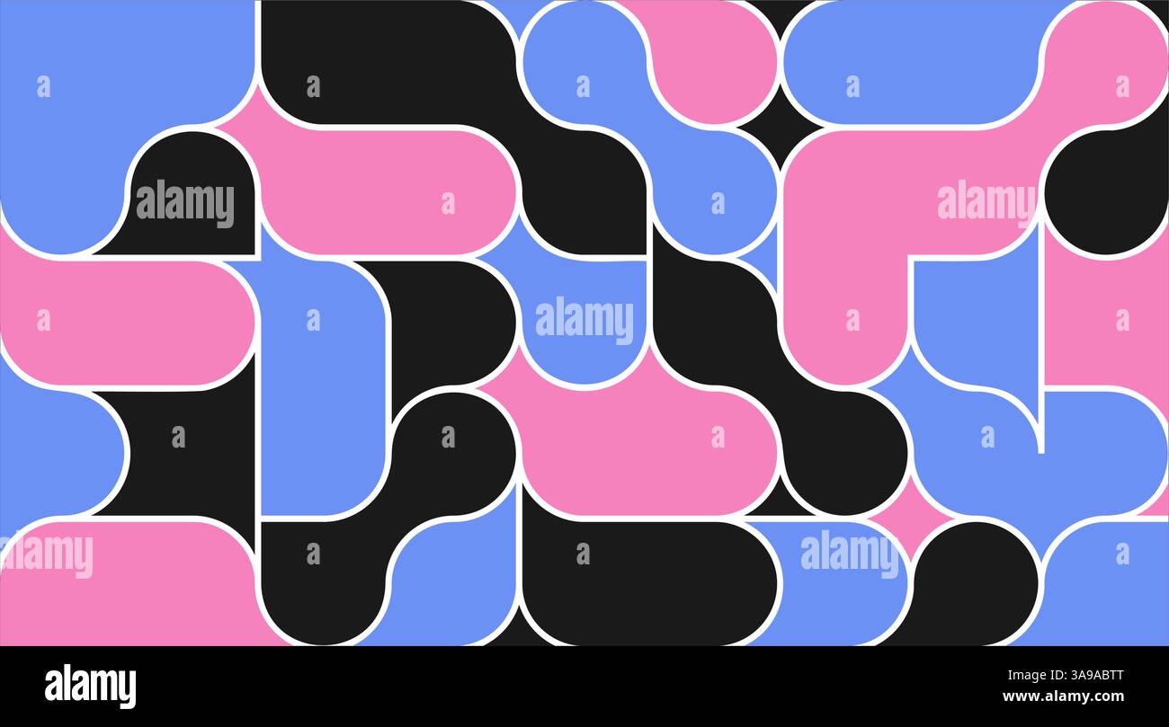 background with black liquid connected circle dots.metaballs pattern on white. abstract geometric shapes collection Point movement flat icon Stock Vector