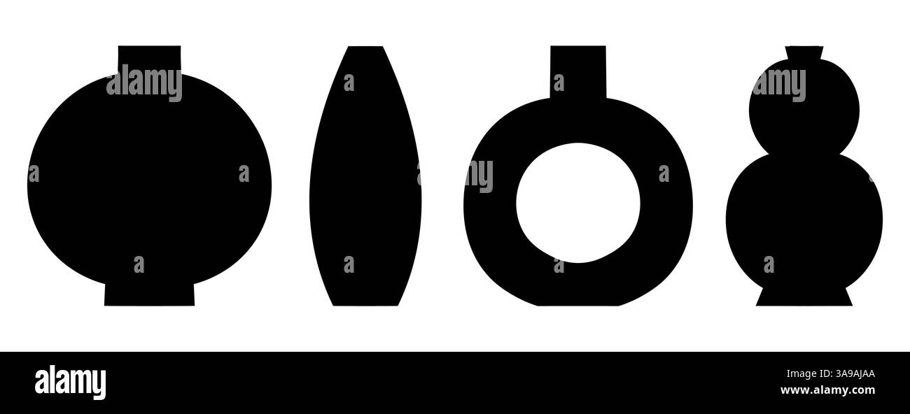 set of vases. vase silhouettes collection, various black abstract vases ...