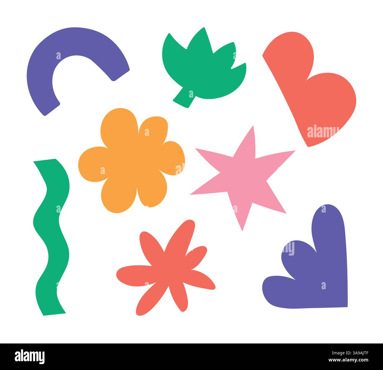 hand draw abstract shapes. set of black astract shapes elements. hand prints Stock Vector