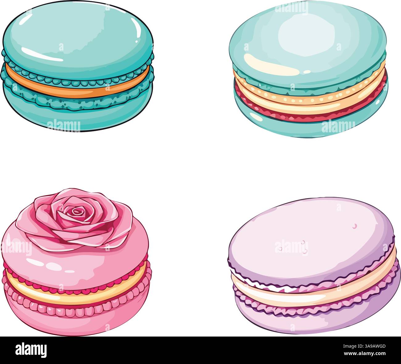 Sweet colorful macarons set Stock Vector Images - Alamy
