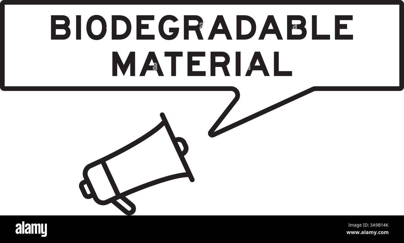 Megaphone icon with speech bubble in word biodegradable material on ...