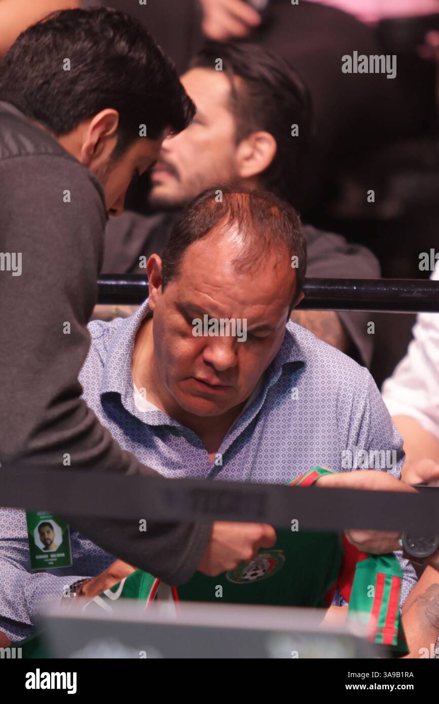 Former Governor of Morelos Cuauhtémoc Blanco is seen during  the UFC Fight Night event Rodriguez v Costa at Mexico City Arena. on March 29, 2025 in Mexico City, Mexico. (Photo by Ismael Rosas/ Eyepix Group/Sipa USA) Stock Photo