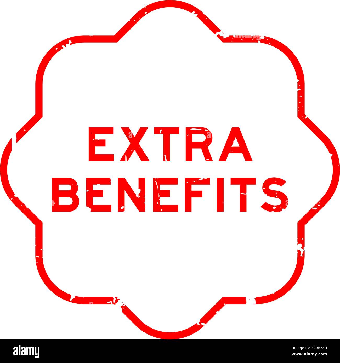 Grunge red extra benefits word rubber seal stamp on white background ...