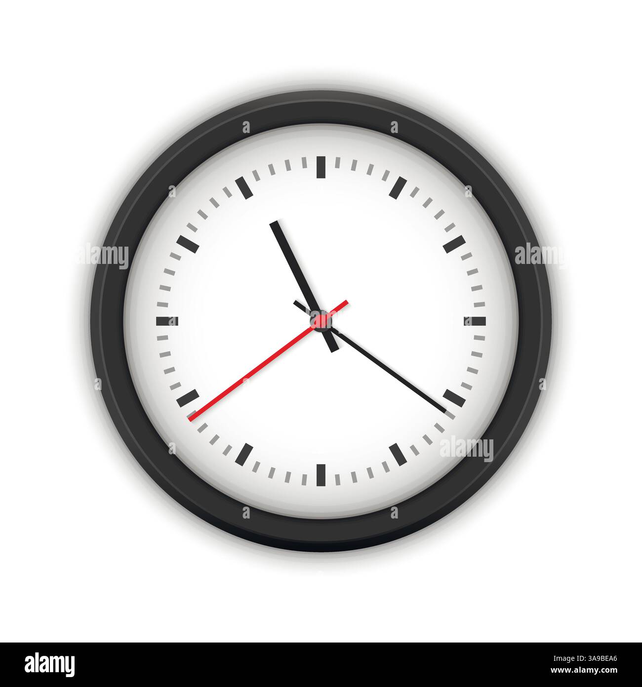 Simple vector classic black and white round wall clock isolated on ...