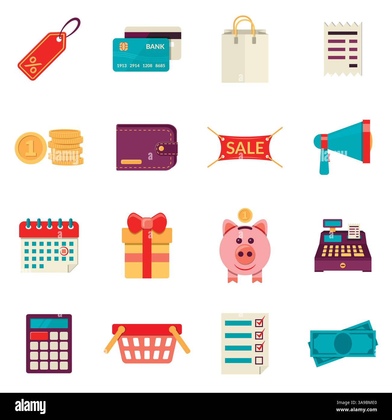 Set of flat sale and shopping icons. Vector set of shopping elements ...