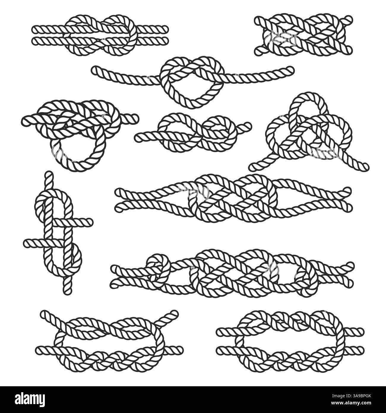 Set of rope knots. Decorative elements. Vector illustration Stock ...