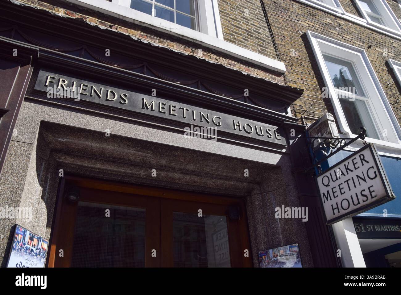 London, UK. 30th March 2025. Exterior view of the Quaker Meeting House in St Martins Lane. Over 20 police officers reportedly raided the Quaker house and arrested six activists from the protest group Youth Demand who gathered for a meeting. Credit: Vuk Valcic/Alamy Live News Stock Photo