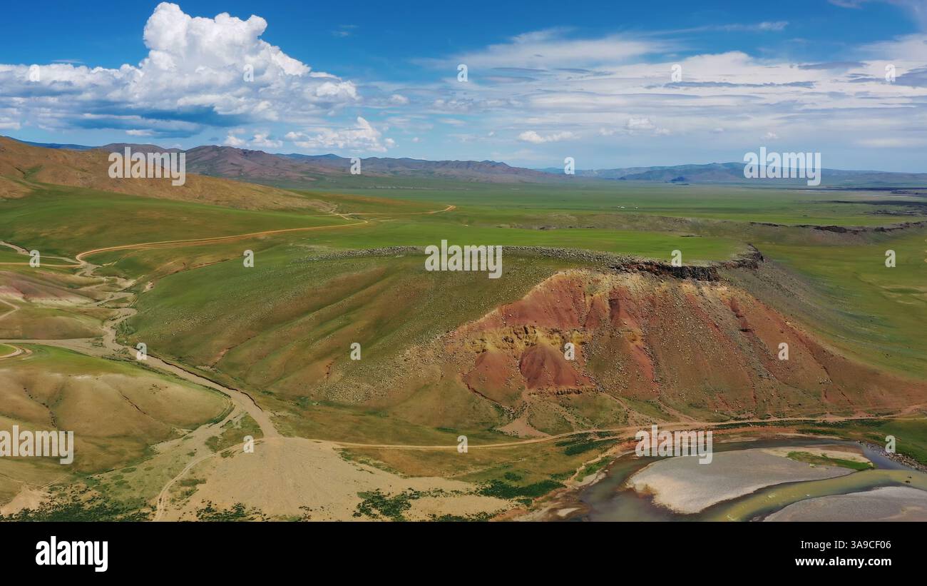 Aerial mountains landscape in Orkhon valley Stock Photo - Alamy
