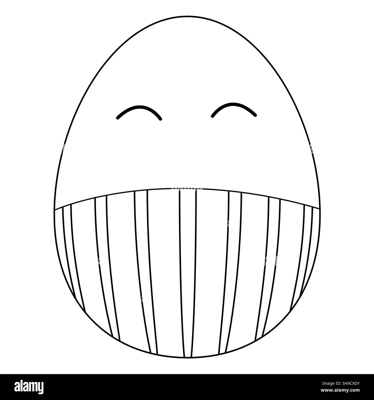 Monochrome coloring page with smiling anthropomorphic man Easter egg, in striped pants. Excellent for kids activity and coloring book. Stock Vector