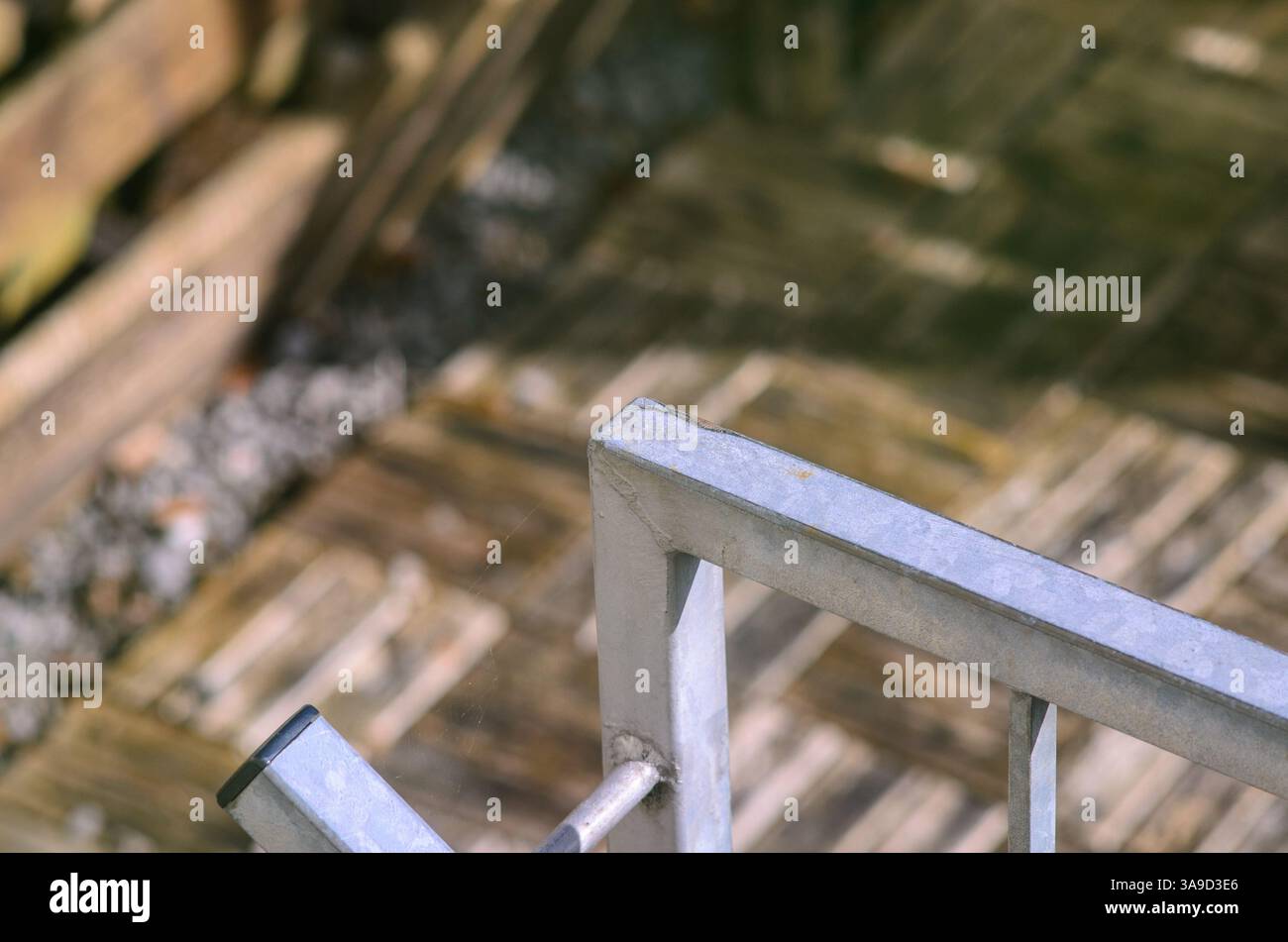 Metal Railing Corner Isolated on Ground Stock Photo - Alamy