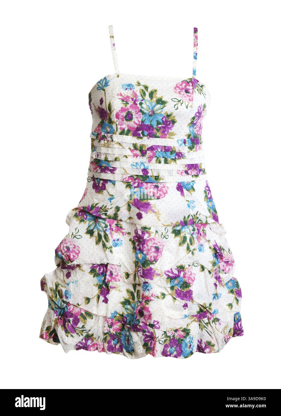 Woman's dress with a floral pattern on a white background Stock Photo ...