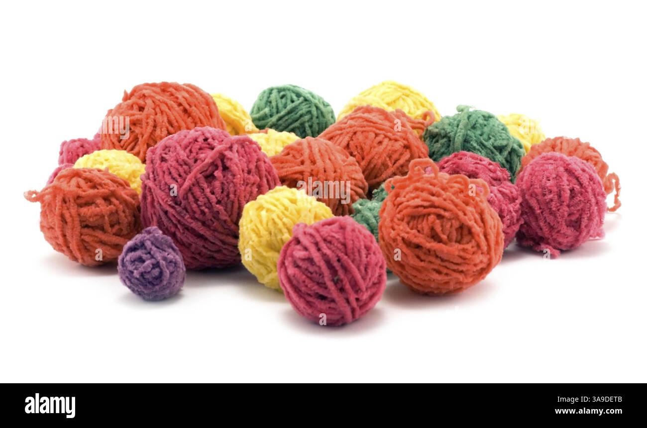 Ball of the colour threads isolated on white background Stock Photo - Alamy