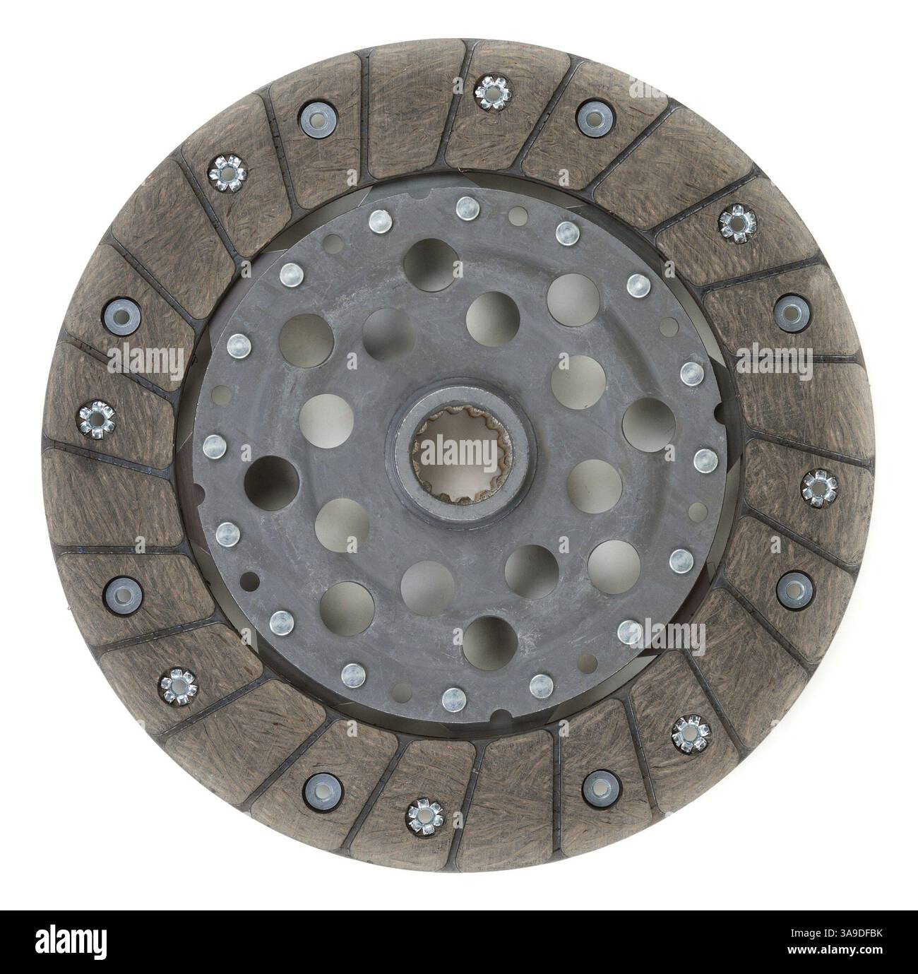 A single dry clutch driven plate, auto spare part Stock Photo