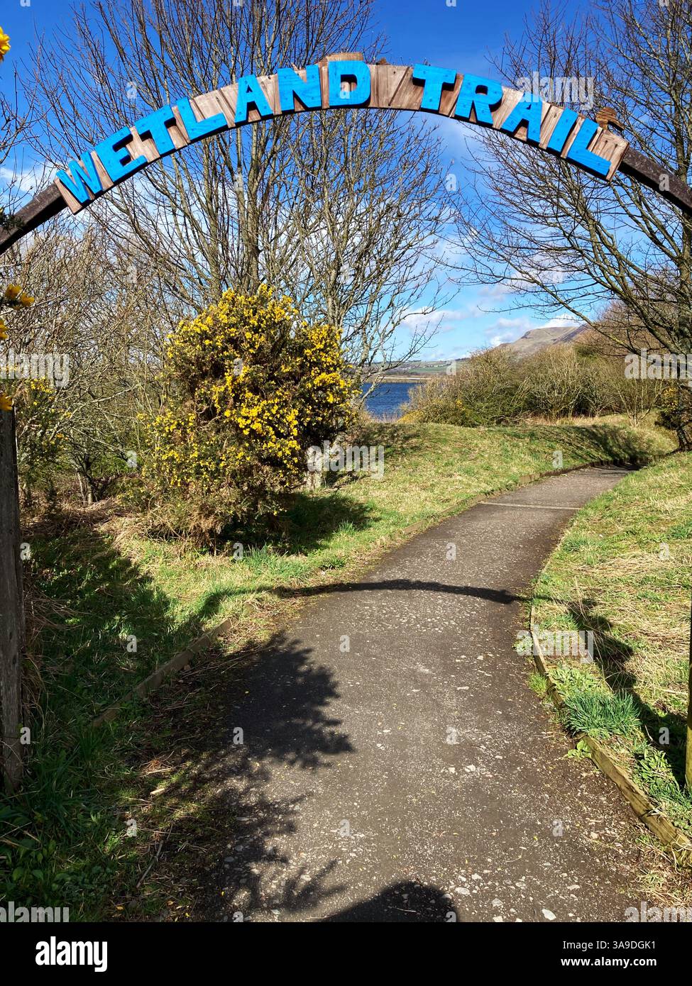 Entrance to the Wetland Trail at RSPB Loch Leven National Nature Reserve, Kinross, Scotland - Smartphone Captured Stock Image