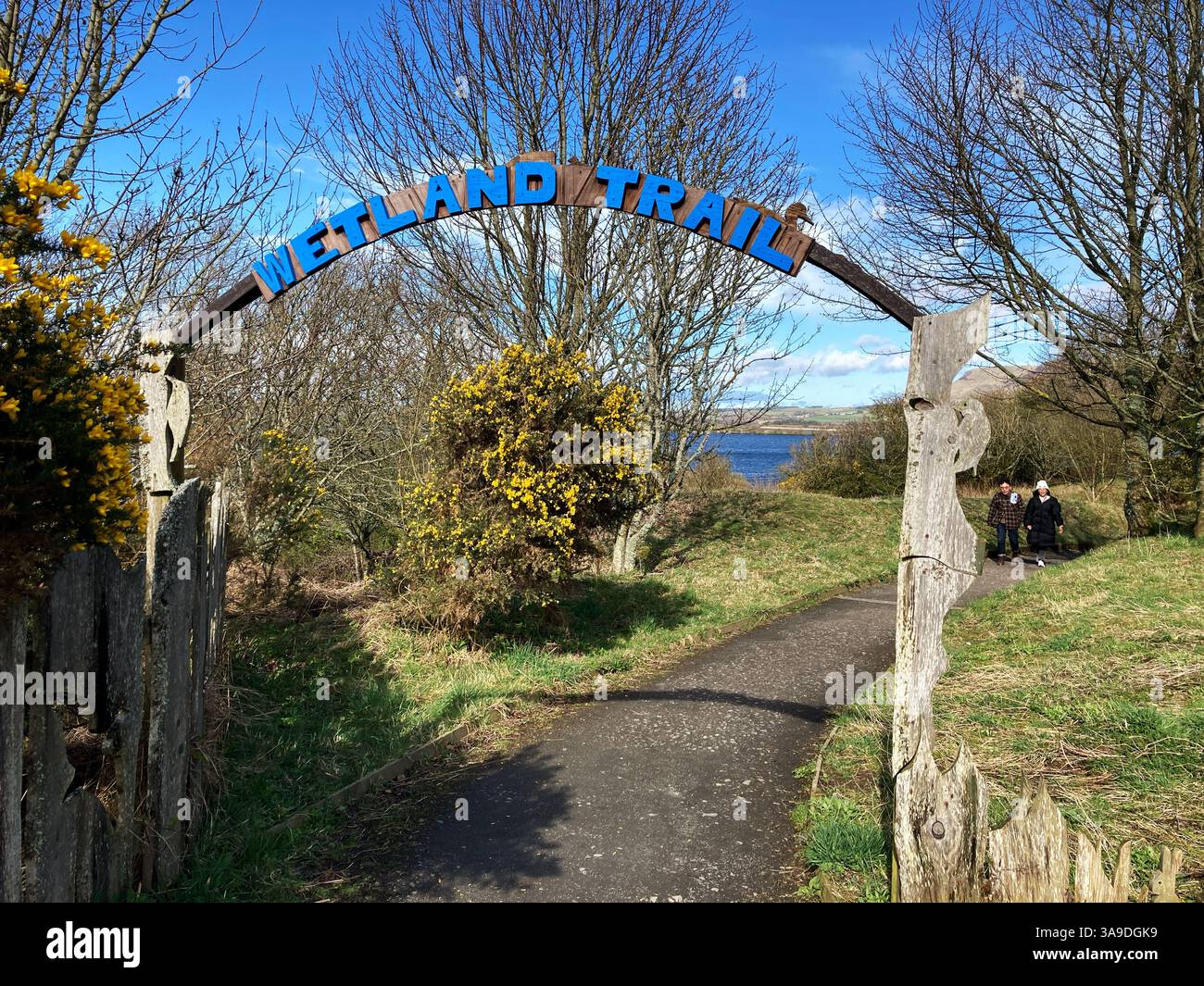 Entrance to the Wetland Trail at RSPB Loch Leven National Nature Reserve, Kinross, Scotland - Smartphone Captured Stock Image