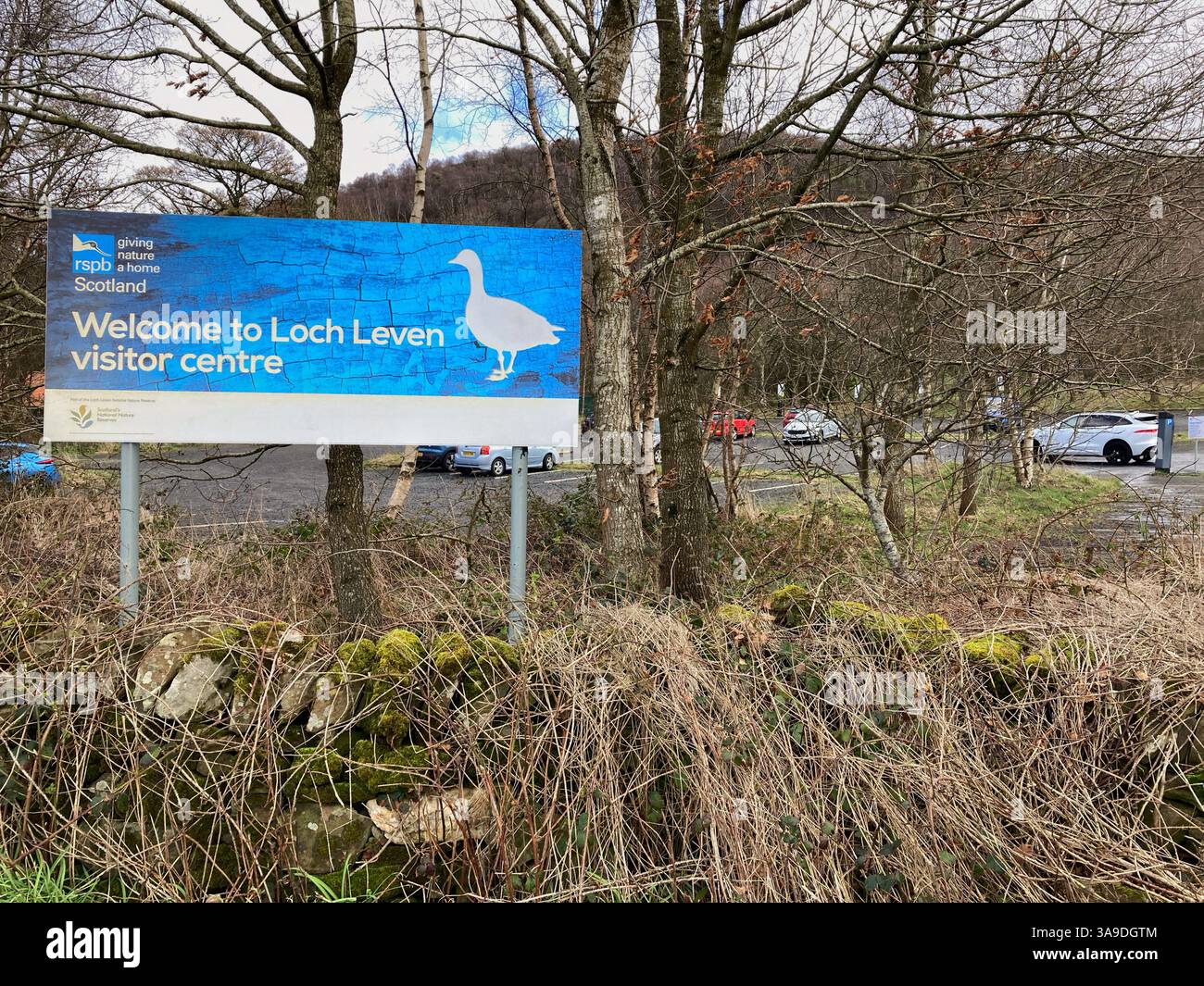 Entrance to RSPB Loch Leven National Nature Reserve and visitor centre, Kinross, Scotland - Smartphone Captured Stock Image