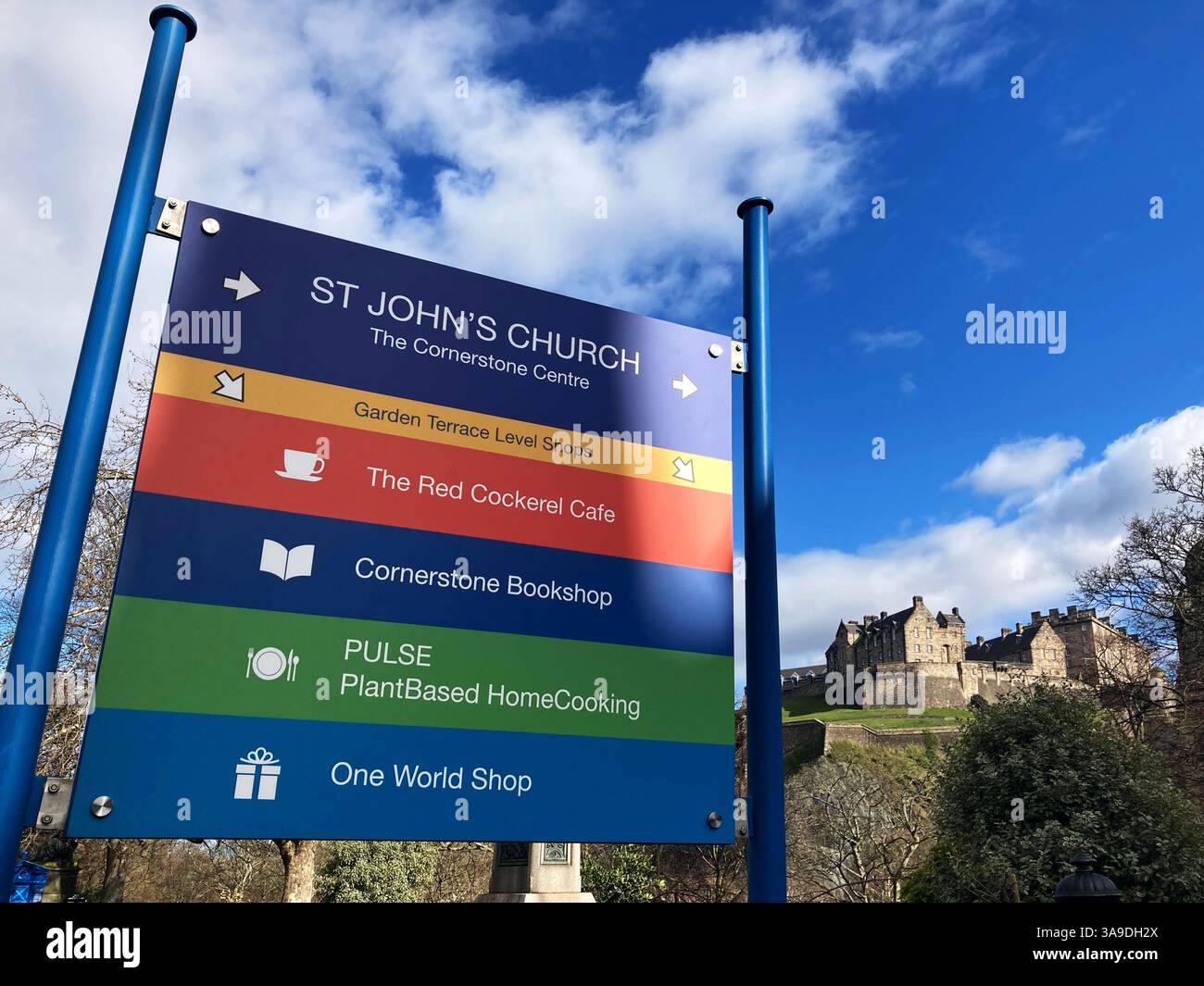 St John's Church, providing cafe and bookshop, Princes Street, Edinburgh Scotland - Smartphone Captured Stock Image
