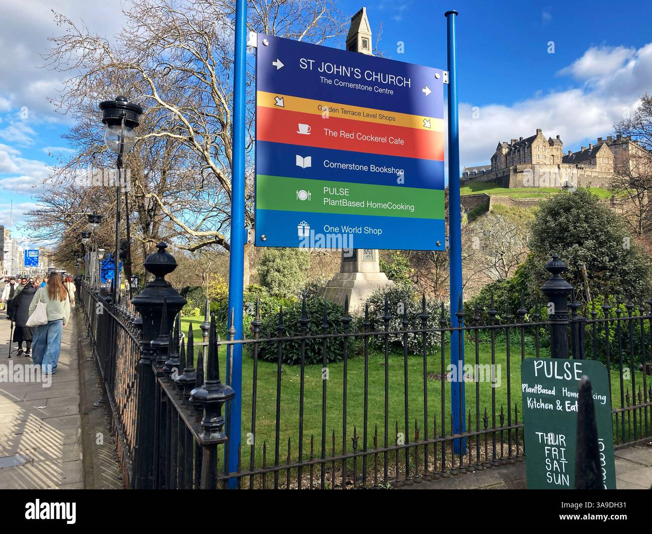 St John's Church, providing cafe and bookshop, Princes Street, Edinburgh Scotland - Smartphone Captured Stock Image